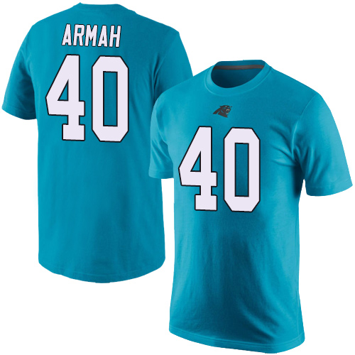 Carolina Panthers Men Blue Alex Armah Rush Pride Name and Number NFL Football #40 T Shirt